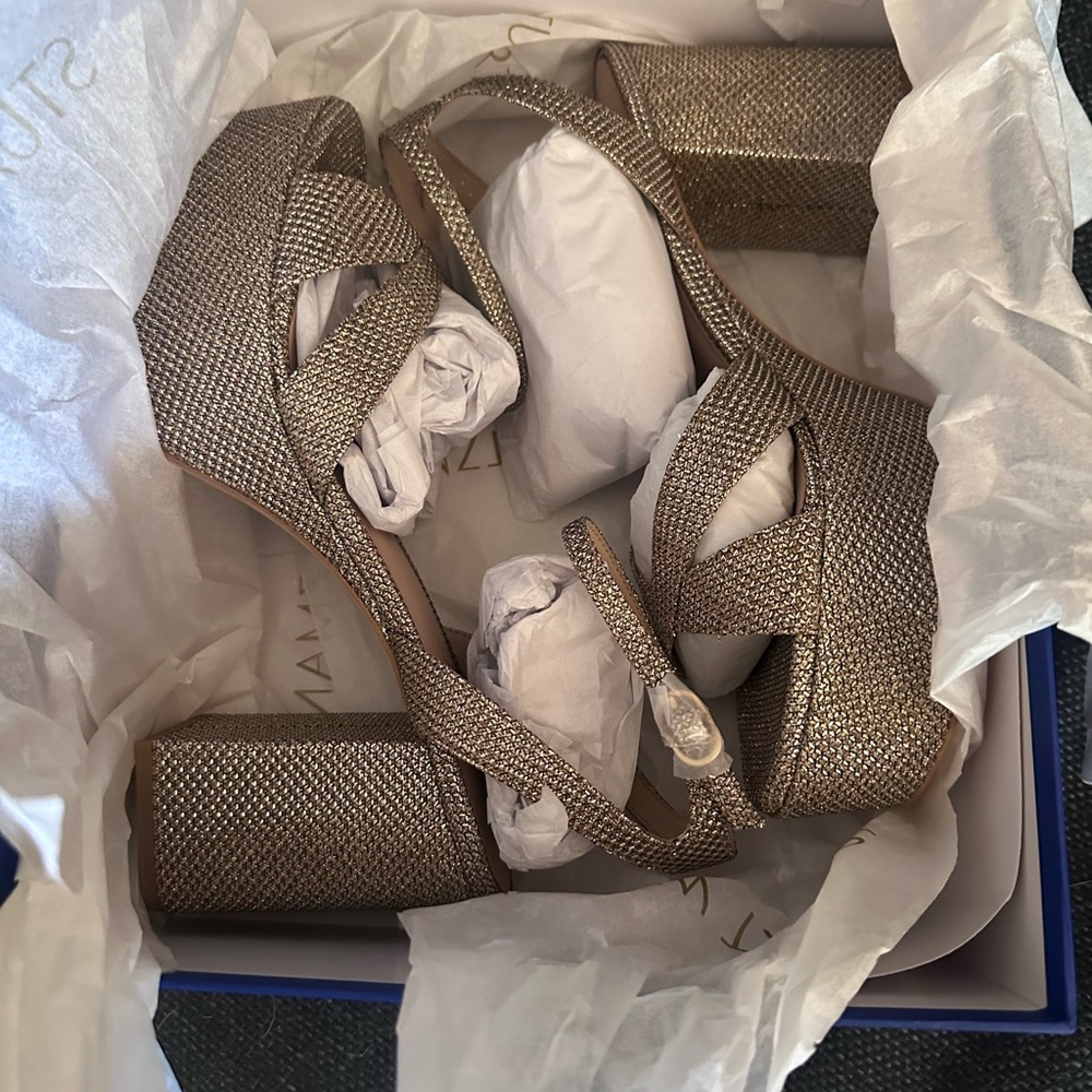 Stuart Weitzman Gold Platform Sandals
